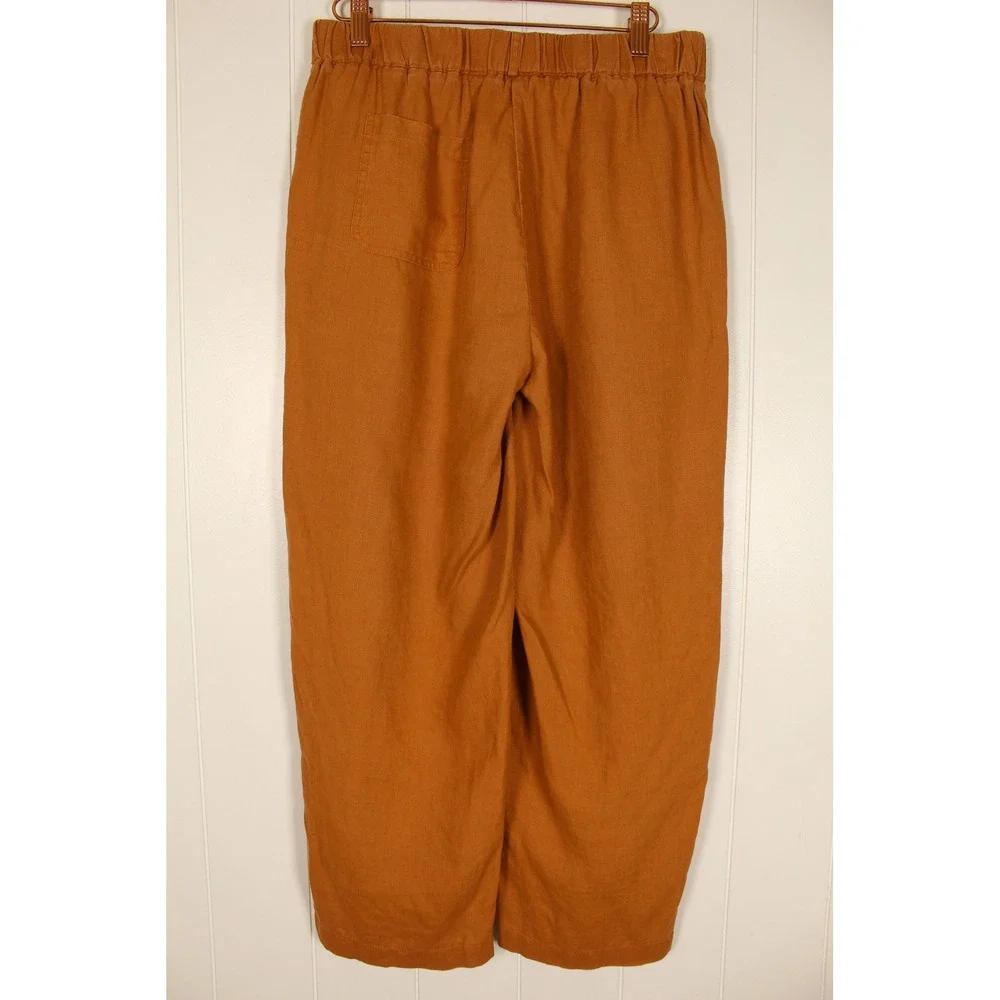 Quince 100% European Linen Tapered Ankle Pants in Golden Brown Size Small